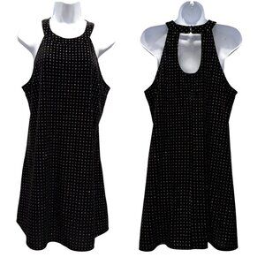 Candies Black Velvet Studded Mini Dress Retro Holiday Party Glam Y2K Goth Sz XL